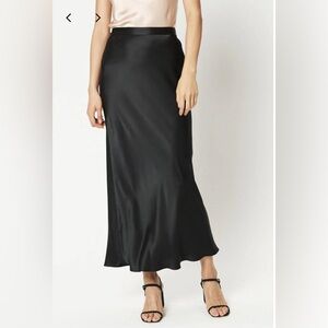Black satin maxi Skirt    New with tags !